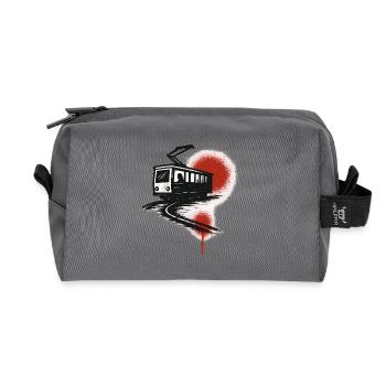 Tram on the red streak - Recycled Toiletry Zip Bag - anthracite - Front