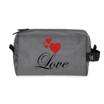 Red hearts with love - Recycled Toiletry Zip Bag - anthracite - Front