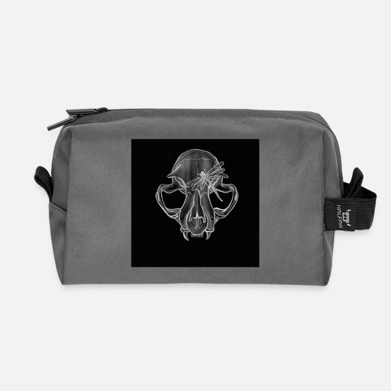 Boar Skull Libelle Linienkunst - Recycelte Kulturtasche - Anthrazit