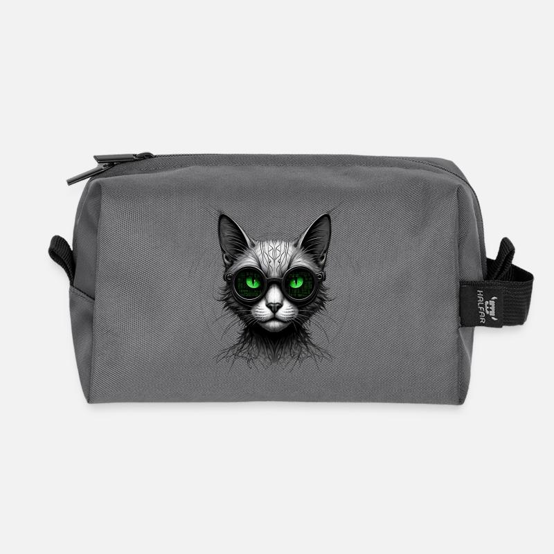 Grüne Augen Computer Programmierer Geek Katze - Recycelte Kulturtasche - Anthrazit