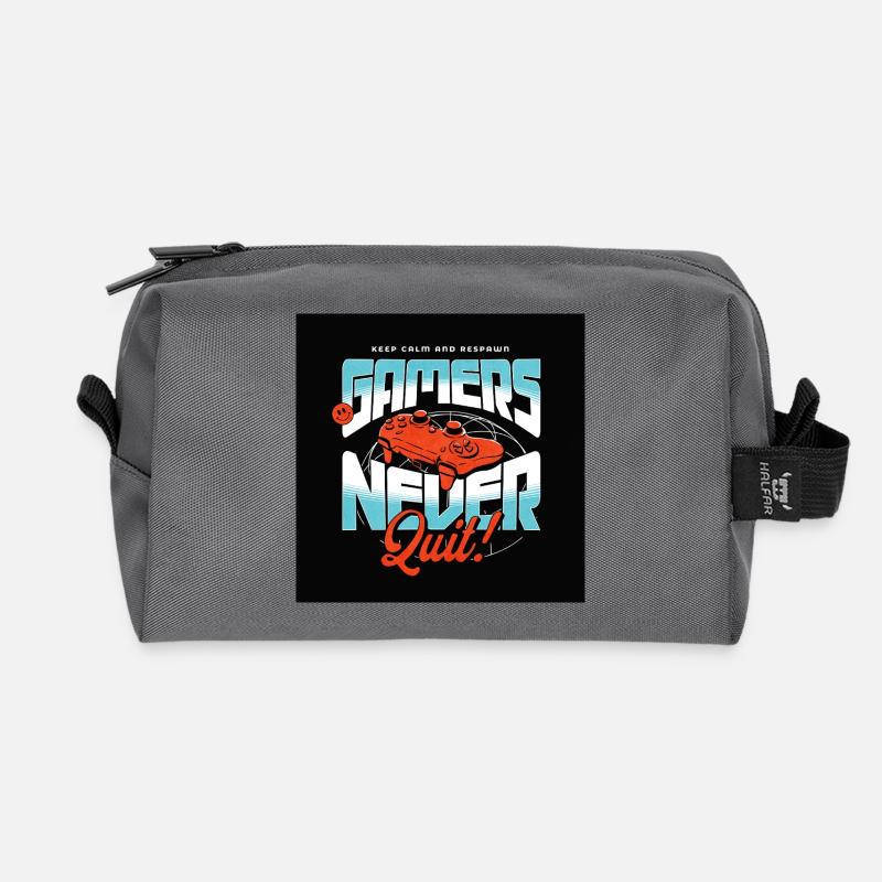Gamers Never Quit Controller - Recycelte Kulturtasche - Anthrazit