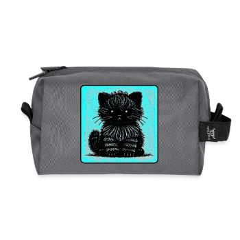 Wuschelkatze (Cyan) - Recycelte Kulturtasche - Anthrazit - Vorne