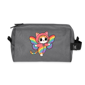 Chat papillon aux ailes Arc-en-Ciel Hoodie - Trousse de toilette en tissu recyclé - anthracite - Devant