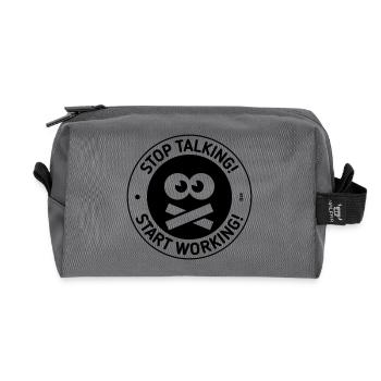 Stop Talking! Start Working! (Black) - Recycelte Kulturtasche - Anthrazit - Vorne