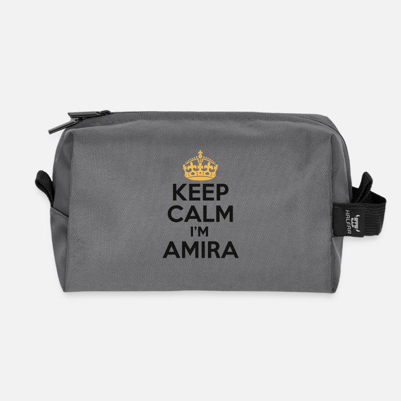 Keep Calm – I'm Amira 💖 - Recycled Toiletry Zip Bag - anthracite