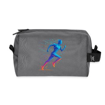 Piste géométrique au néon - Trousse de toilette en tissu recyclé - anthracite - Devant