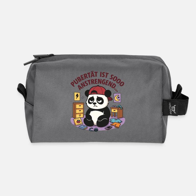 Pubertät ist sooo anstrengend Panda - Recycelte Kulturtasche - Anthrazit