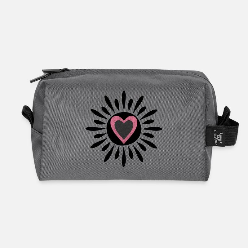 Rosafarbenes Herz mit schwarzem Glitzer - Recycelte Kulturtasche - Anthrazit