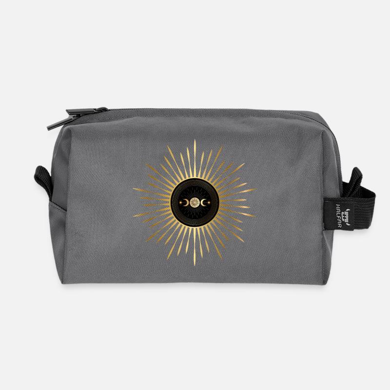 Golden Dawn, Sun and Moon - Recycled Toiletry Zip Bag - anthracite