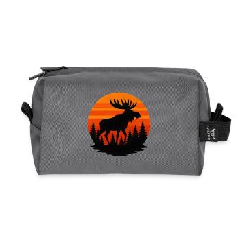 Sonnenuntergang Elch in Waldsilhouette - Recycelte Kulturtasche - Anthrazit - Vorne