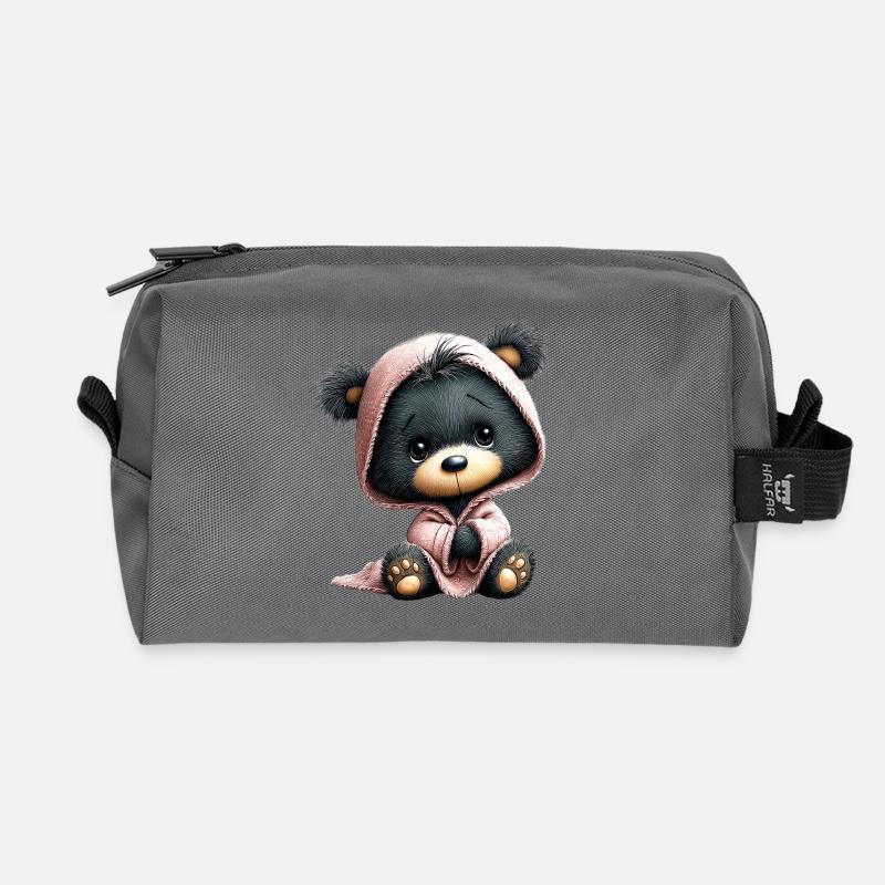 niedlicher Teddy - Recycelte Kulturtasche - Anthrazit
