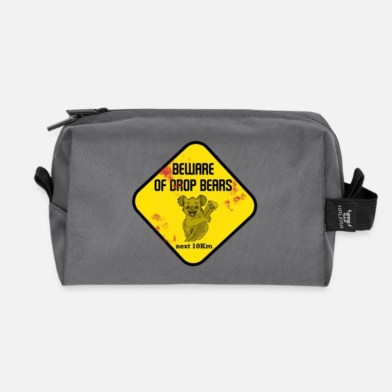 Warnschild Drop Bears - Recycelte Kulturtasche - Anthrazit