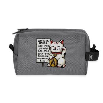 Lucky Cat Fortune Signboard - Recycled Toiletry Zip Bag - anthracite - Front