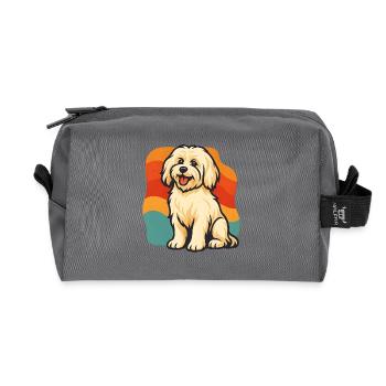Chien havanais au design rétro - Trousse de toilette en tissu recyclé - anthracite - Devant