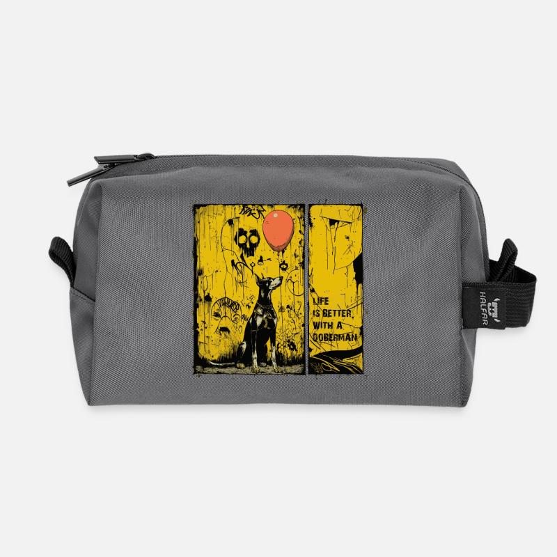 Life is Better with a Doberman | Comic Noir Stil - Recycelte Kulturtasche - Anthrazit