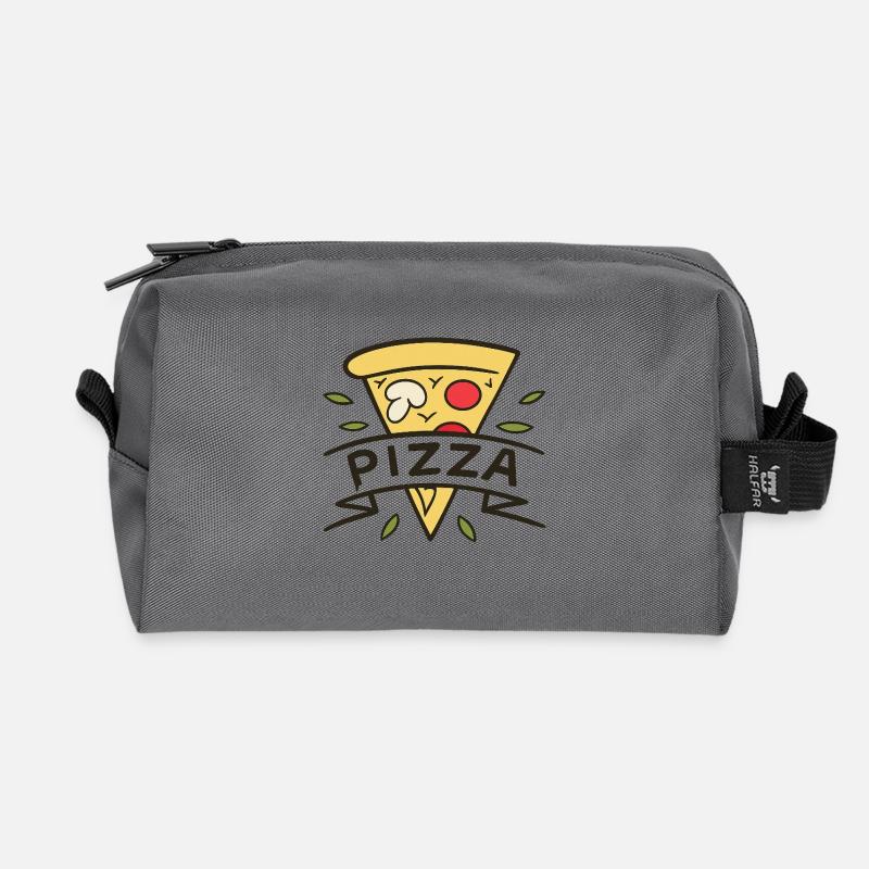 Slice and Joy Cartoon Pizza - Recycelte Kulturtasche - Anthrazit