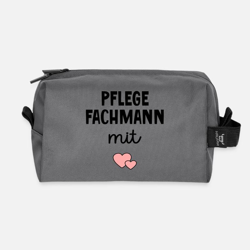 Pflege Pflegefachmann mit Herz - Recycelte Kulturtasche - Anthrazit