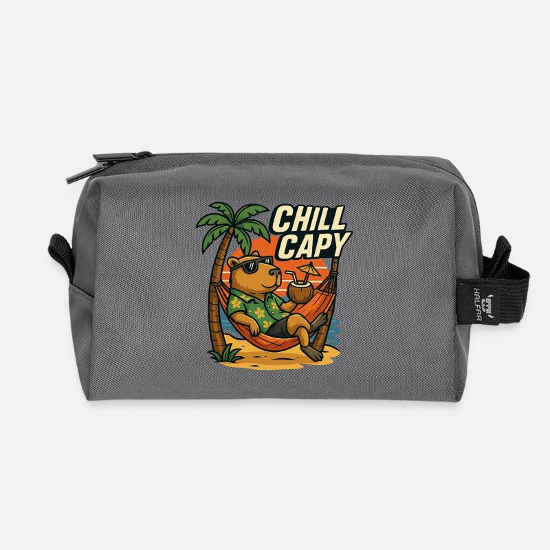 Chill Capy – Beach Capybara - Recycelte Kulturtasche - Anthrazit