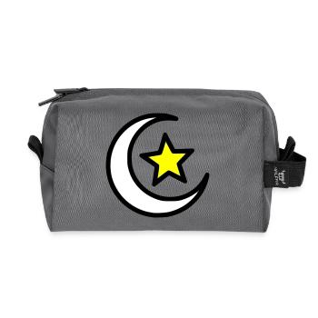 Mondsichel & Stern | Islamisches Symbol Line Art - Recycelte Kulturtasche - Anthrazit - Vorne