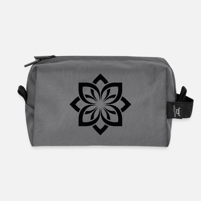 Geometrische Blüten Mandala Chogan - Recycelte Kulturtasche - Anthrazit