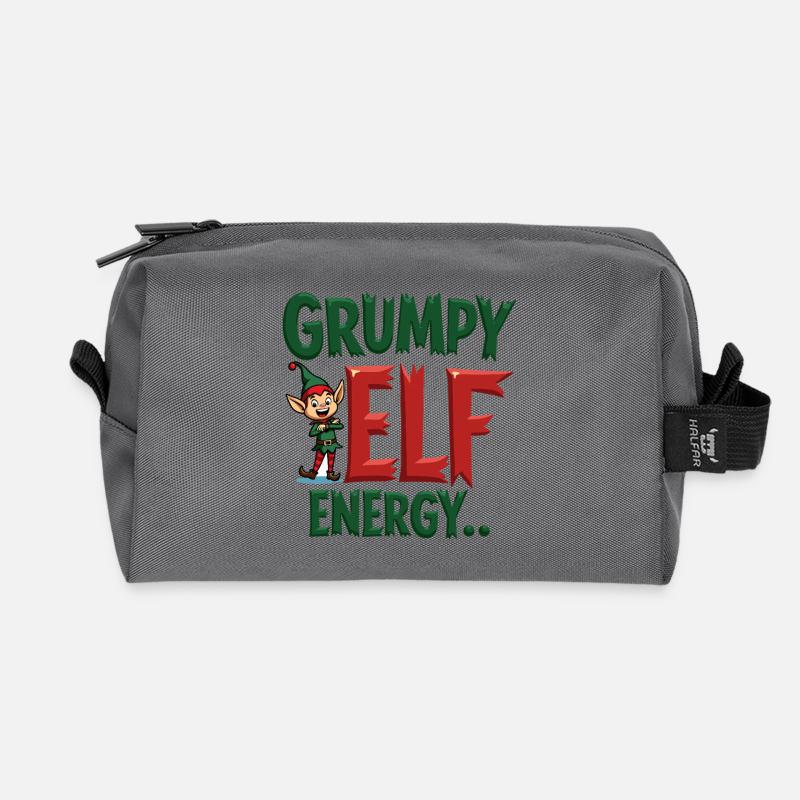 Grumpy Elf Energy Mürrischer Wichtel - Recycelte Kulturtasche - Anthrazit
