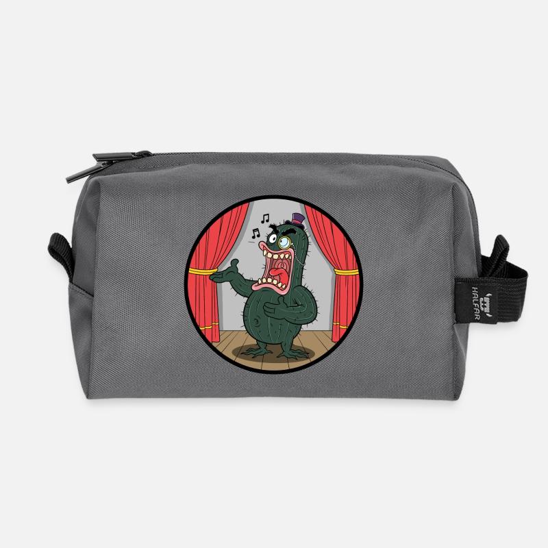 Cactus Showman on Stage - Recycled Toiletry Zip Bag - anthracite