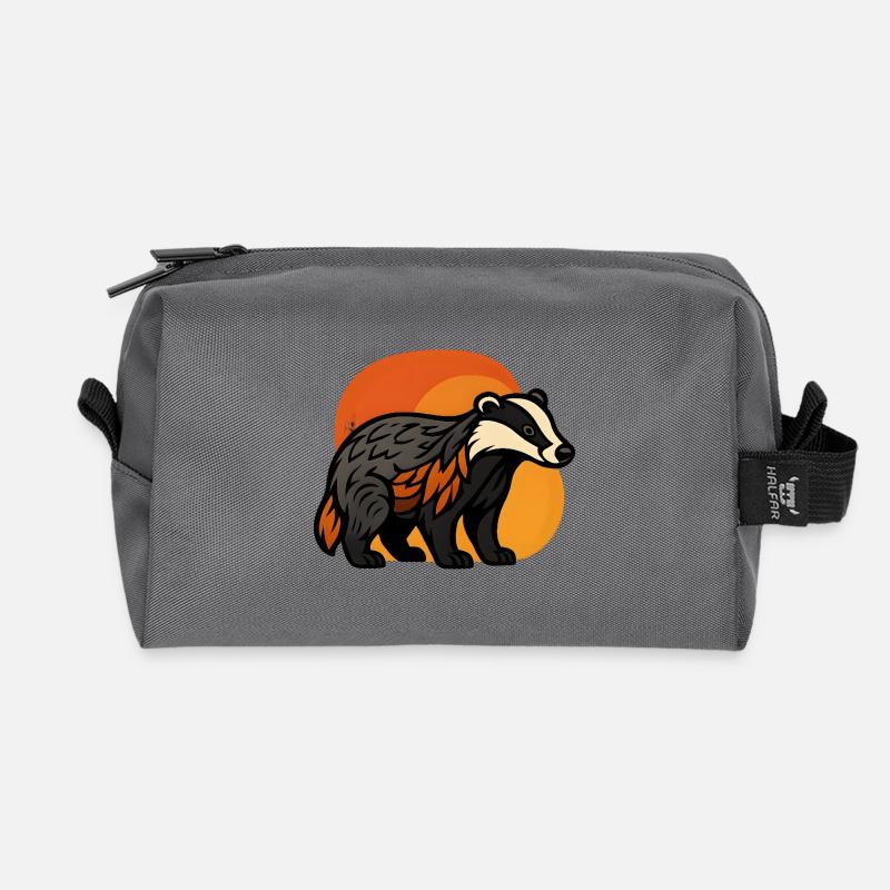 Badger at sunset - Recycled Toiletry Zip Bag - anthracite