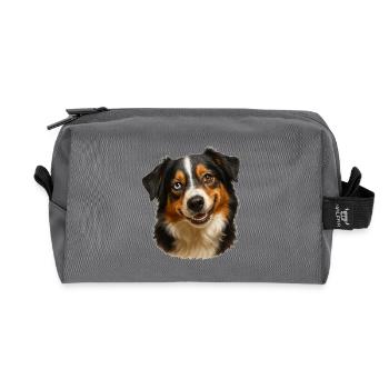 Portrait de chien look bicolore - Trousse de toilette en tissu recyclé - anthracite - Devant