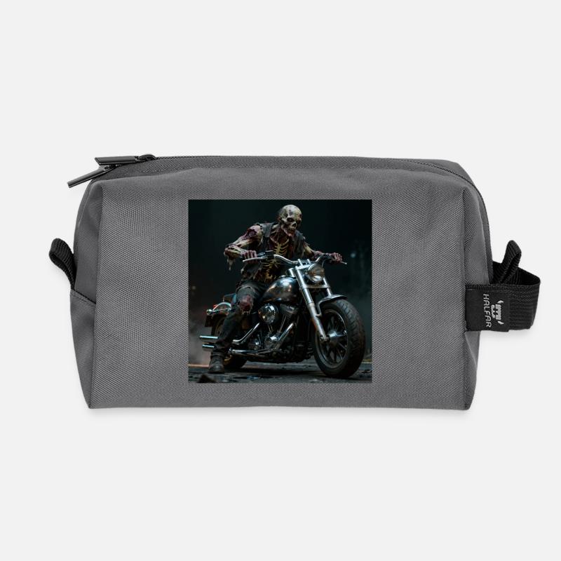 Zombie Biker auf Motorrad im Grubenlicht - Recycelte Kulturtasche - Anthrazit