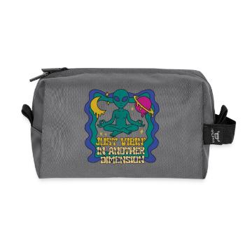 Meditierender Alien im Retro-Space Look - Recycelte Kulturtasche - Anthrazit - Vorne
