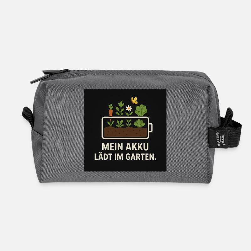 Mein Akku lädt im Garten - Recycelte Kulturtasche - Anthrazit
