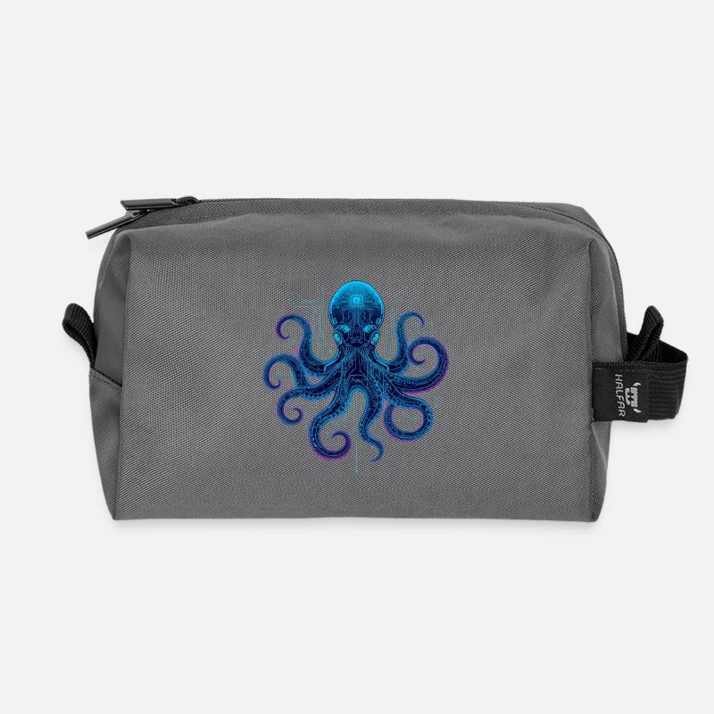 Cyberneon-Oktopus-Schaltkreise - Recycelte Kulturtasche - Anthrazit