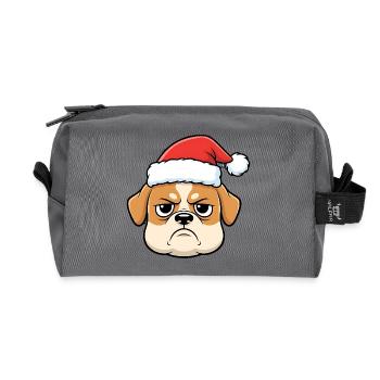 Grim Bulldog in Santa Hat Anti Christmas - Recycled Toiletry Zip Bag - anthracite - Front