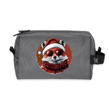 Fox Christmas Cool Christmas - Recycled Toiletry Zip Bag - anthracite - Front