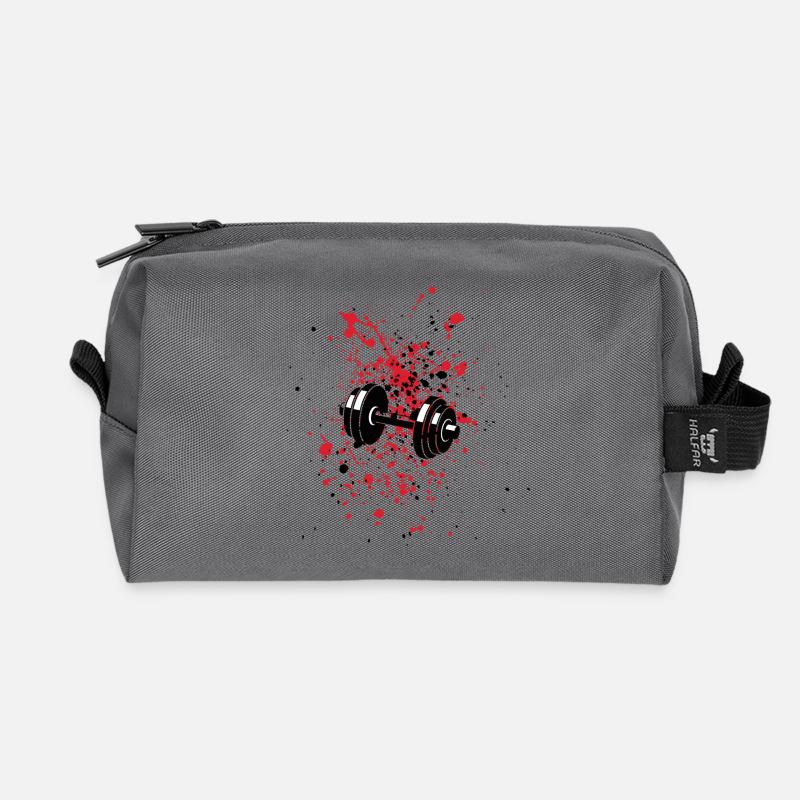 Red Spot Dumbbell - Recycled Toiletry Zip Bag - anthracite