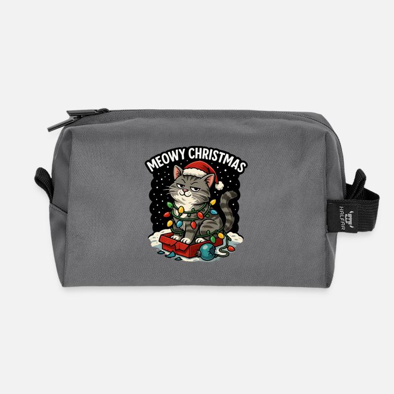 Miauige Weihnachtskatze - Recycelte Kulturtasche - Anthrazit