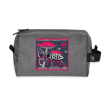 Psychedelischer Kaefer & Fliegenpilz – Retro Natur - Recycelte Kulturtasche - Anthrazit - Vorne