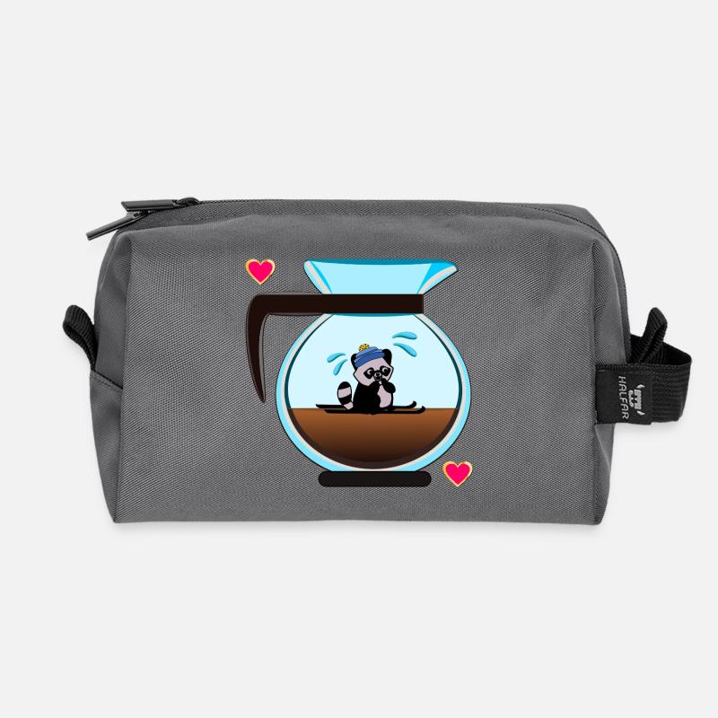 Waschbären Skifahrer Kaffee - Recycelte Kulturtasche - Anthrazit
