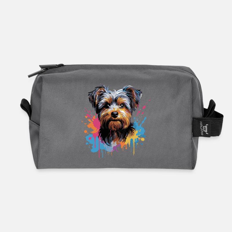 Yorkshire Terrier Splash Style - Recycelte Kulturtasche - Anthrazit