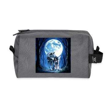 Wolf und Fee unter dem blauen Mond - Recycelte Kulturtasche - Anthrazit - Vorne