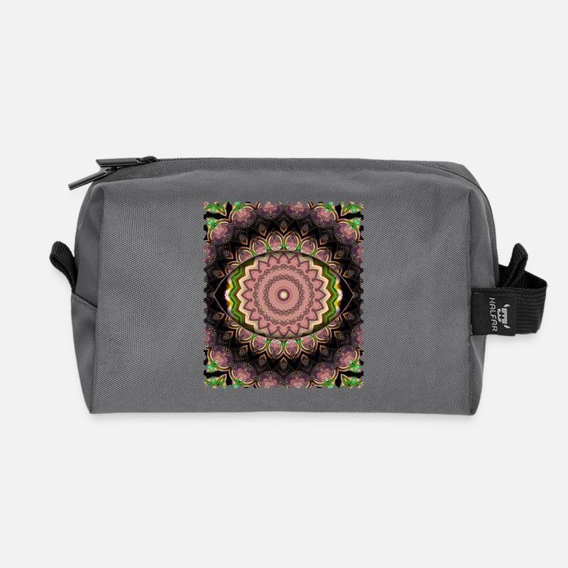 Mandala Blütenkaskade - Recycelte Kulturtasche - Anthrazit