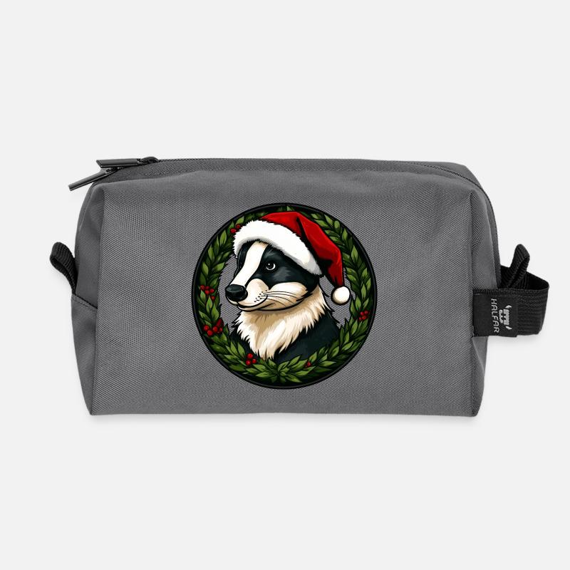 Weihnachten Dachse - Recycelte Kulturtasche - Anthrazit