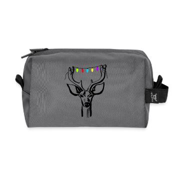 Deer with fairy lights - Recycled Toiletry Zip Bag - anthracite - Front