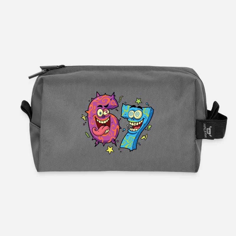 Sechs Sieben Monster - Recycelte Kulturtasche - Anthrazit