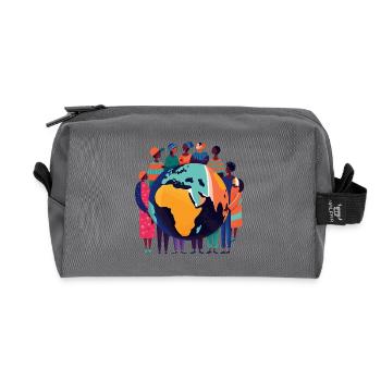 Global community around the world - Recycled Toiletry Zip Bag - anthracite - Front