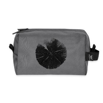 Tree Slice Wooden Rings – Dark Nature Motif - Recycled Toiletry Zip Bag - anthracite - Front