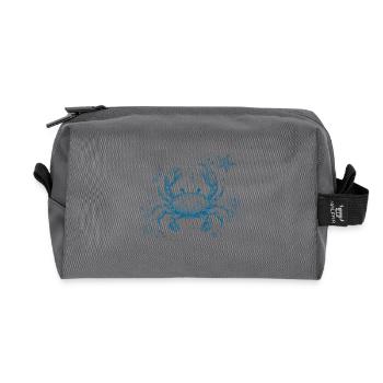 Blue Crab – Ocean Illustration - Recycled Toiletry Zip Bag - anthracite - Front