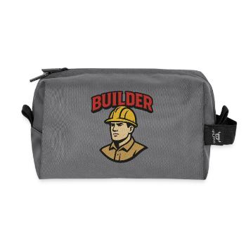 Construction Worker Retro Logo with Helmet - Recycled Toiletry Zip Bag - anthracite - Front