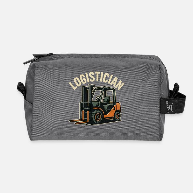 Logistics Forklift Vintage Logo - Recycled Toiletry Zip Bag - anthracite