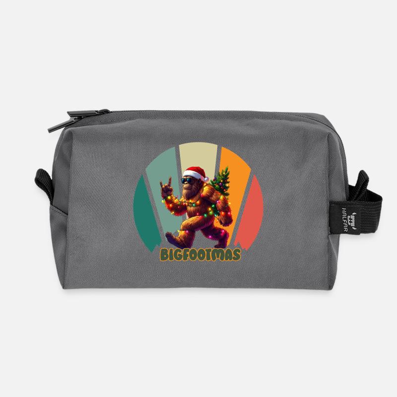 Bigfoot Weihnachten Retro - Recycelte Kulturtasche - Anthrazit